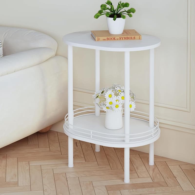 Modern White Round Nightstand with Storage for Any Room
