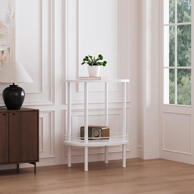 Modern White Round Nightstand with Storage for Any Room