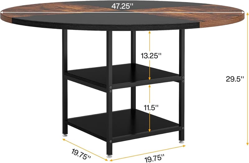 Modern Round Conference Table for 4-6 People with Storage