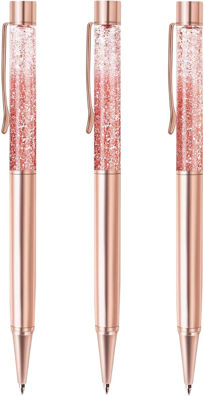 Rose Gold Liquid Sand Ballpoint Pens - Set of 3