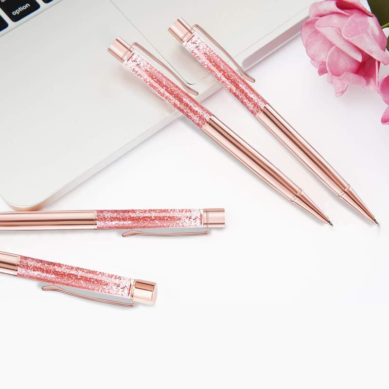 Rose Gold Liquid Sand Ballpoint Pens - Set of 3