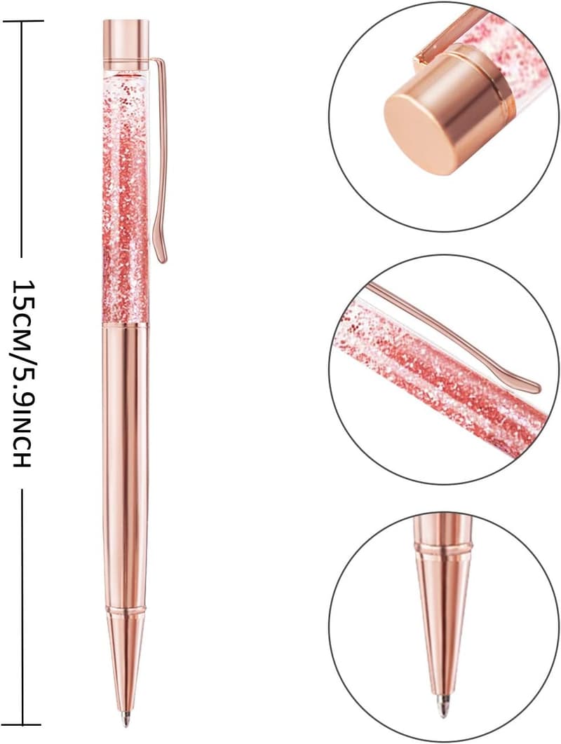 Rose Gold Liquid Sand Ballpoint Pens - Set of 3