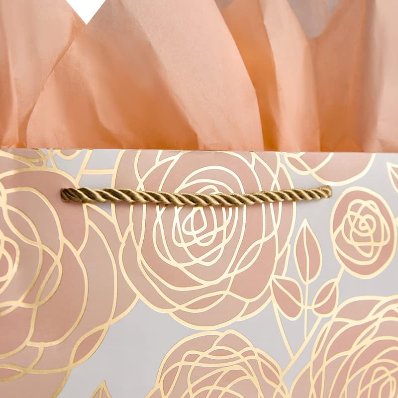 13th Anniversary Rose Gold Gift Bag with Tissue & Card