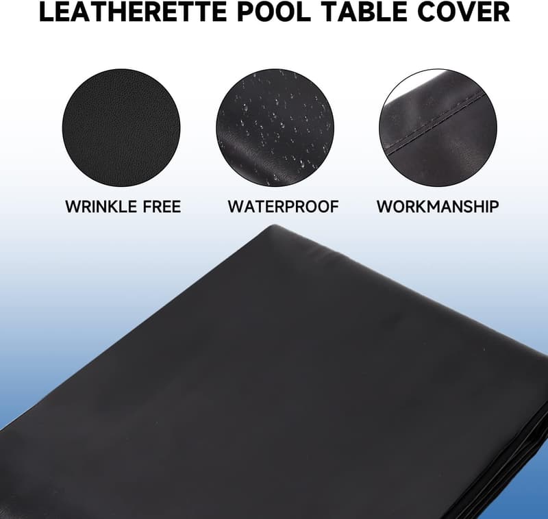 Heavy-Duty Waterproof Leatherette Billiard Table Cover, 7'/8'/9'