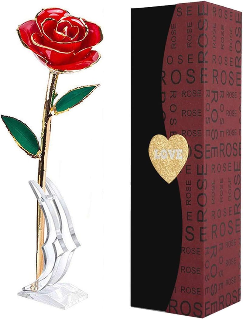24K Gold Dipped Rose with Stand - Perfect Gift for Her