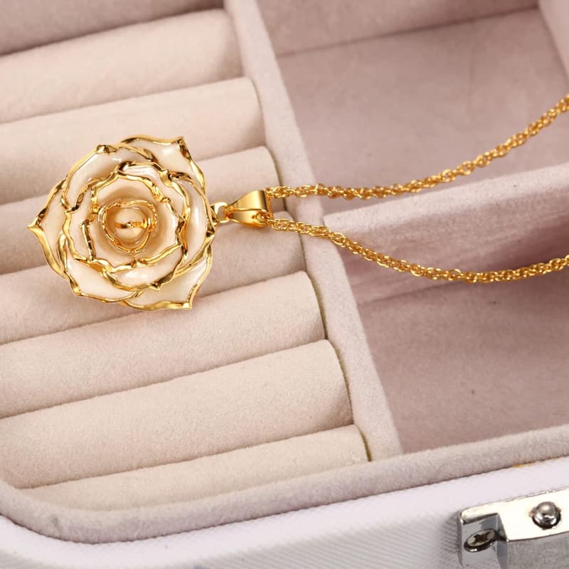 24K Gold Dipped Rose Necklace for Women - Mother's Day Gift