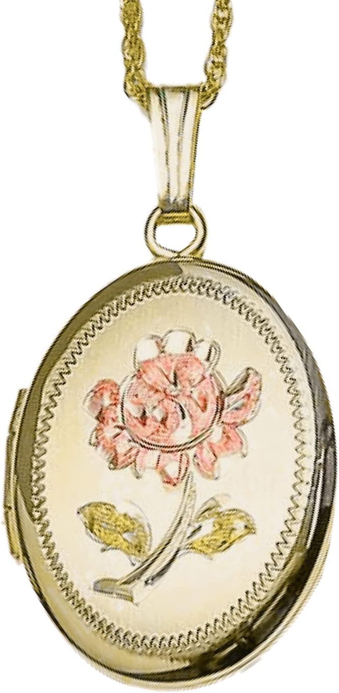 Personalized 14K Gold Filled Rose Oval Locket Necklace