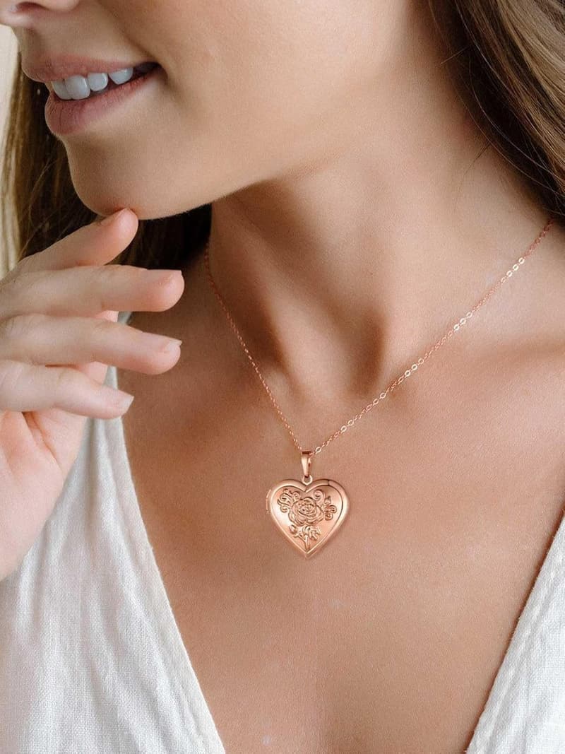 Personalized Heart Locket Necklace for Women