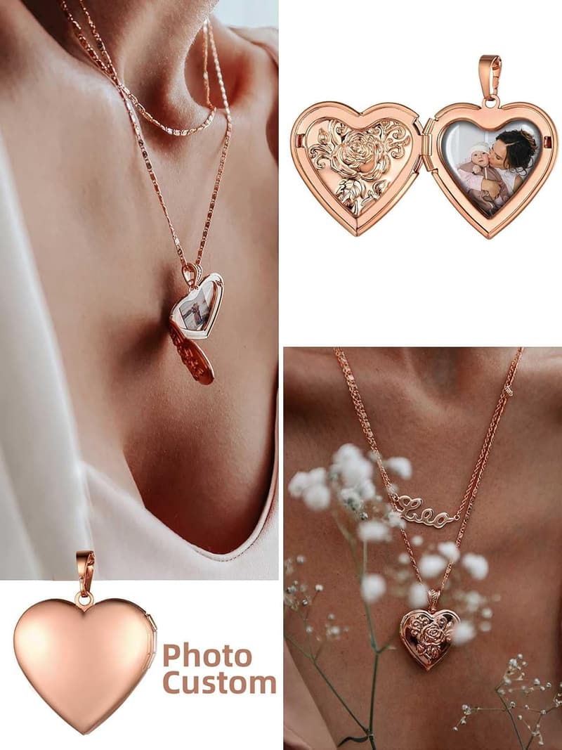 Personalized Heart Locket Necklace for Women