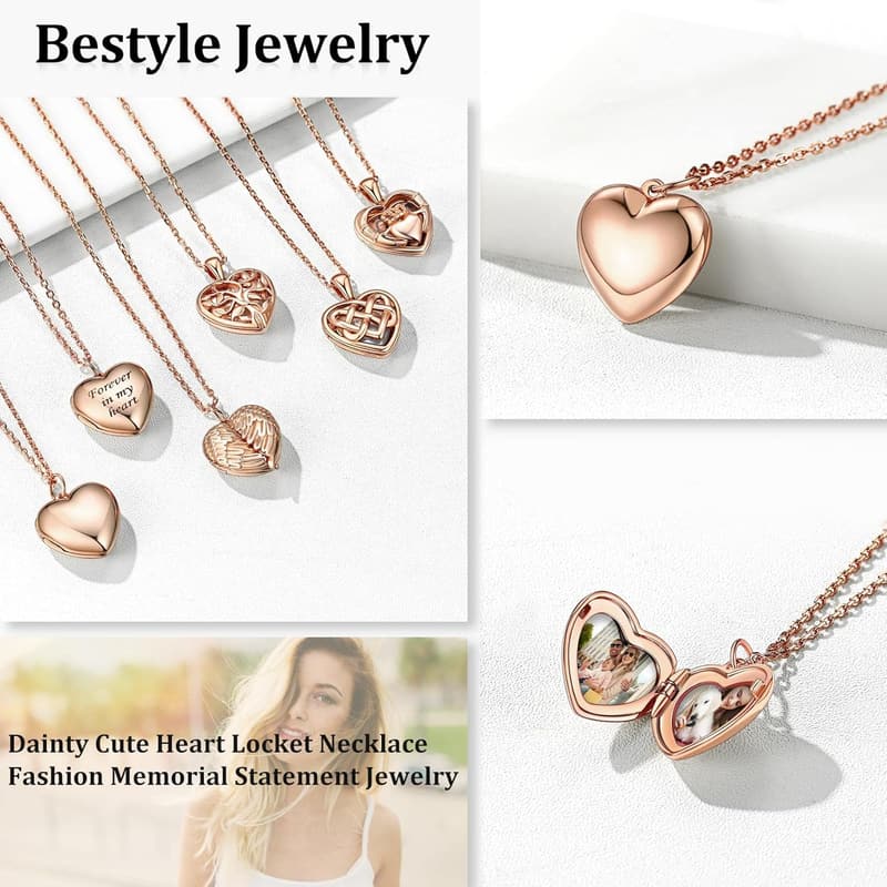 Sterling Silver Heart Locket Necklace for Women - Love Gift