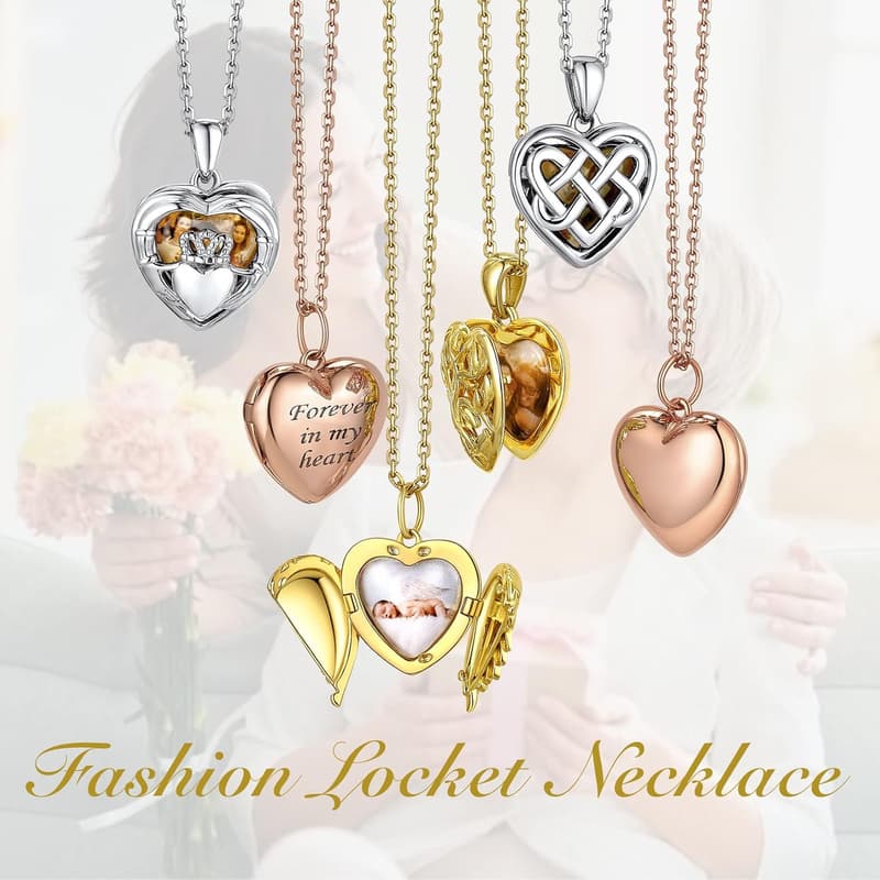 Sterling Silver Heart Locket Necklace for Women - Love Gift