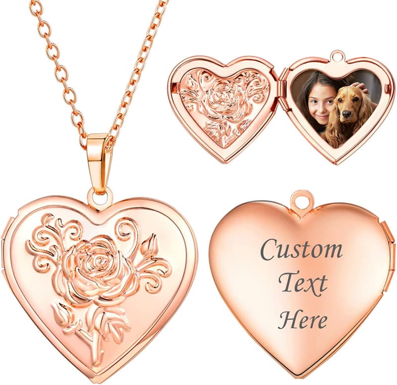 Valentine's Day Personalized Photo Locket Necklace for Women
