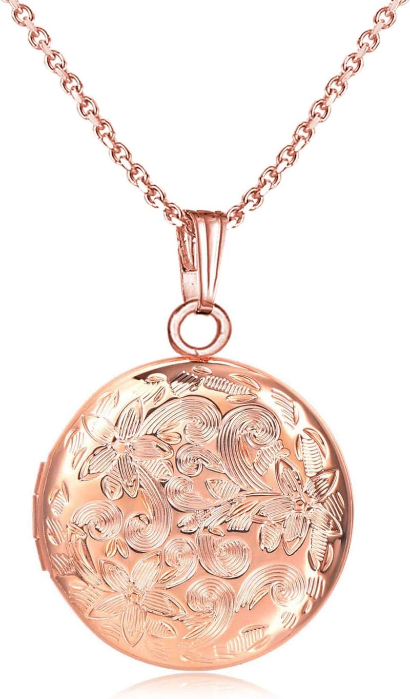 18K Gold Plated Flower Locket Necklace - Picture Holder Gift
