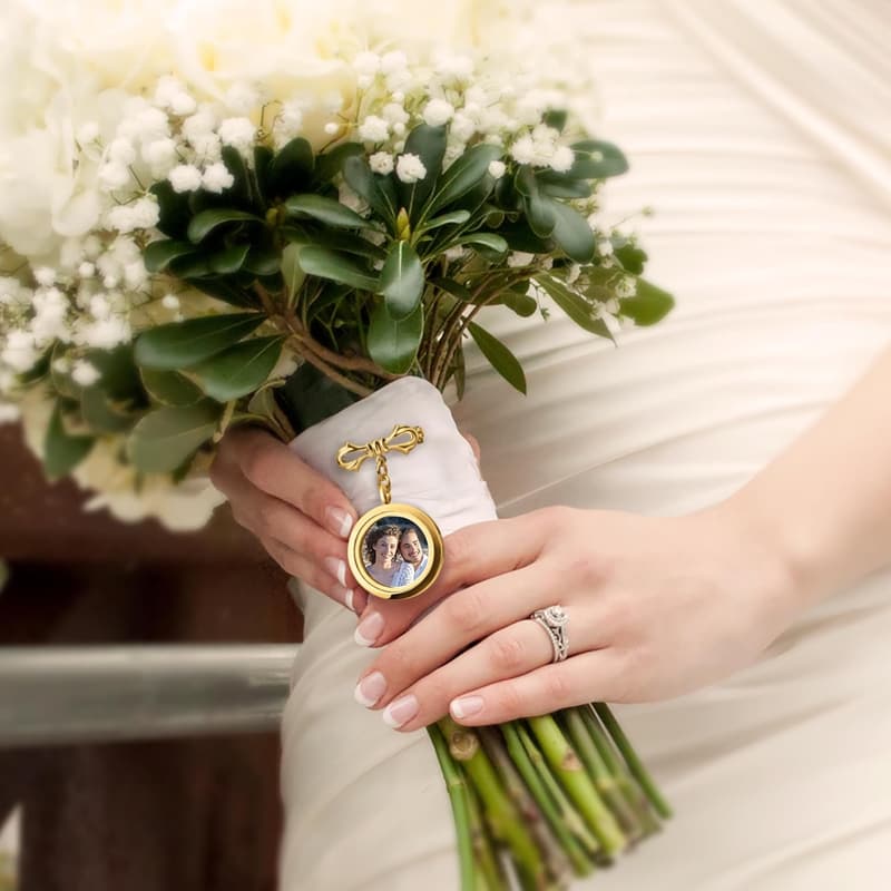 Personalized Wedding Bouquet Charm - Handmade Double-Sided Locket