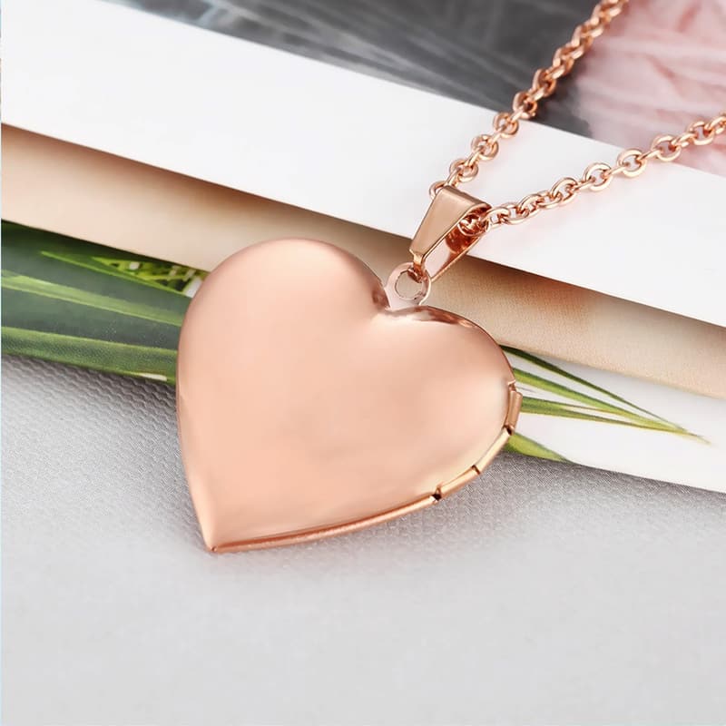 Silver Heart Locket Keychain for Women - Photo Holder Gift