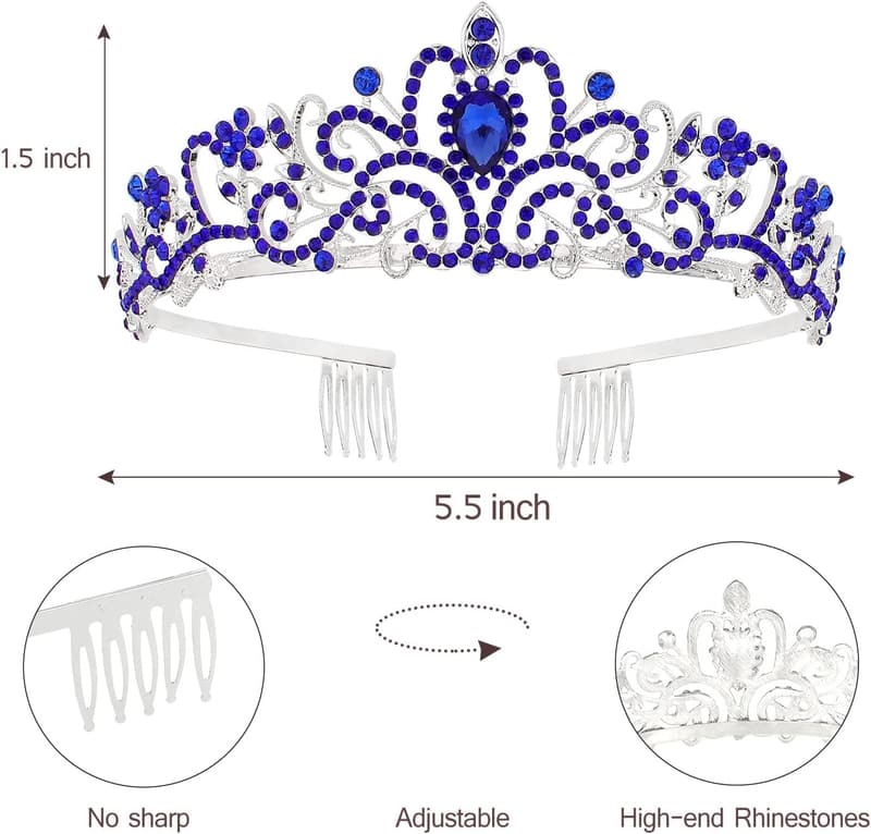 50th Birthday Silver Tiara Crown with Sash for Women