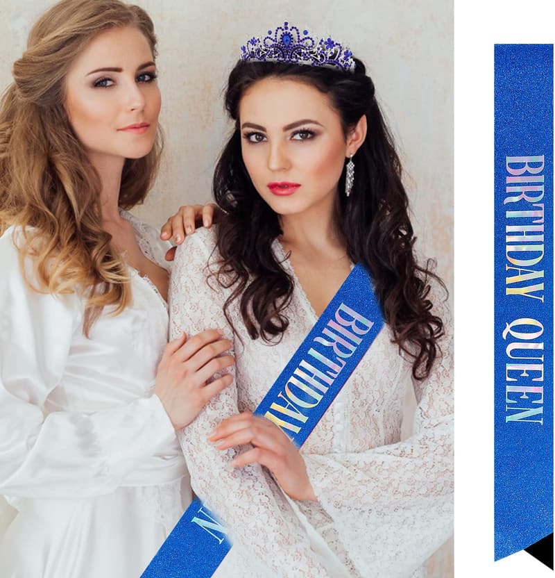 50th Birthday Silver Tiara Crown with Sash for Women
