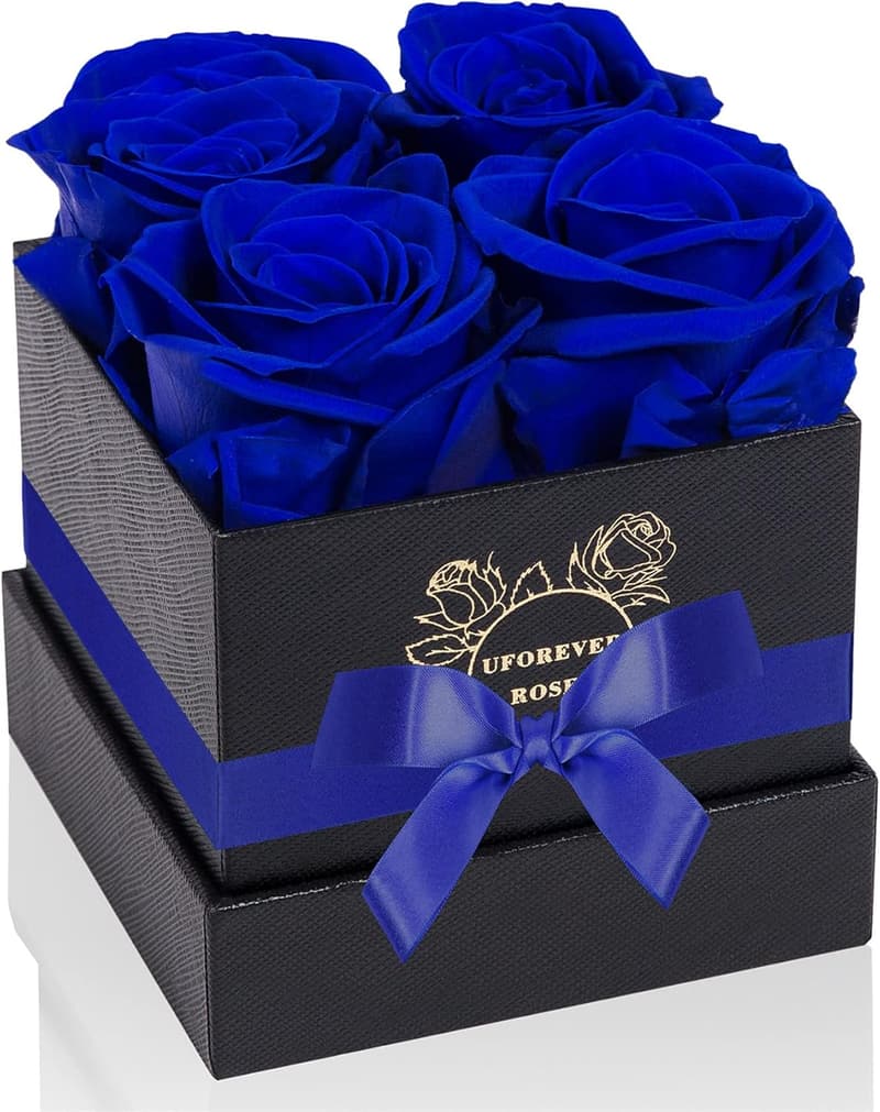 Royal Blue Preserved Roses Gift Box for Her