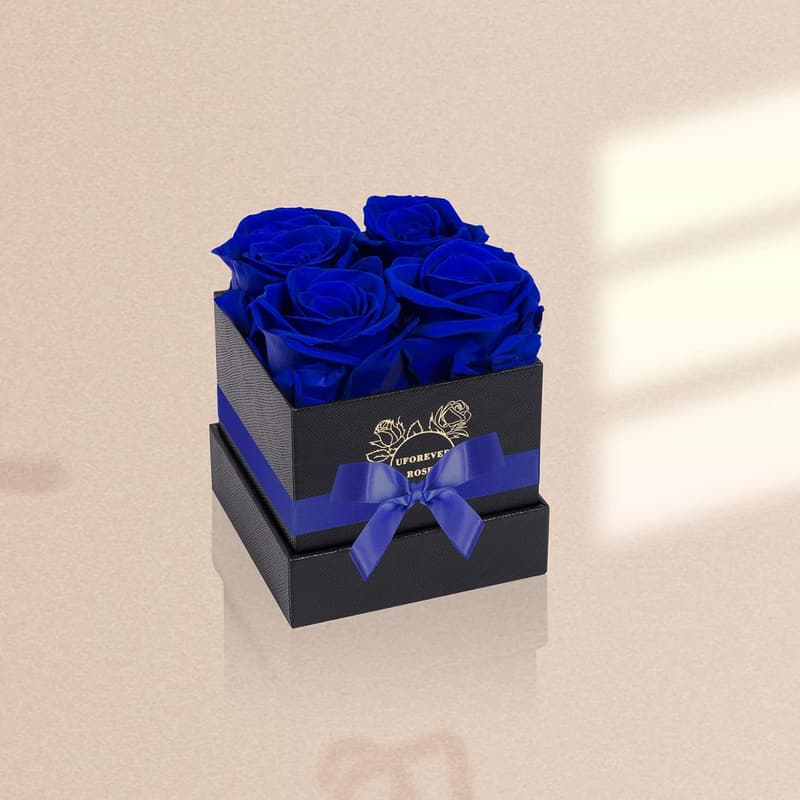 Royal Blue Preserved Roses Gift Box for Her