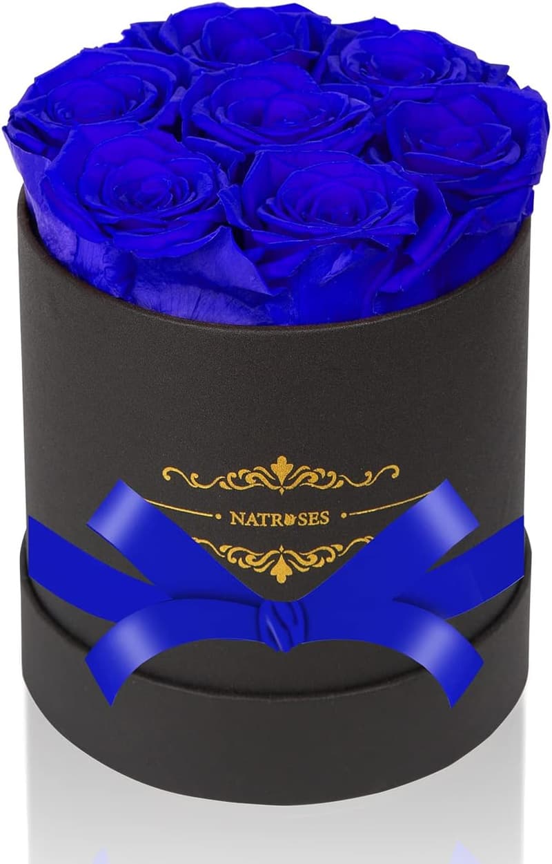 Royal Blue Preserved Roses Gift Box for Mother's Day