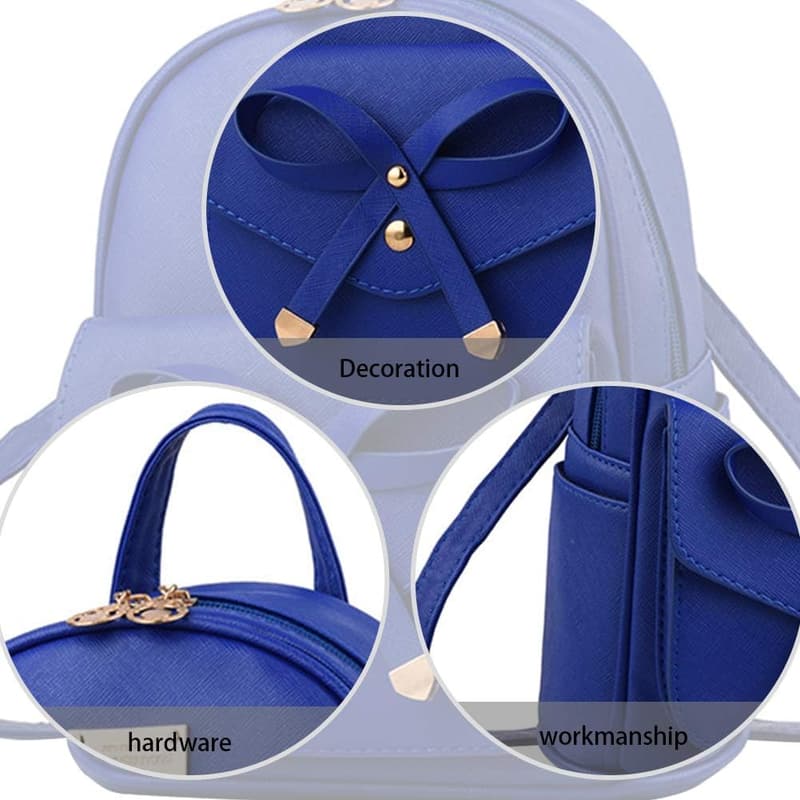 Cute Bowknot Mini Leather Backpack Purse for Girls