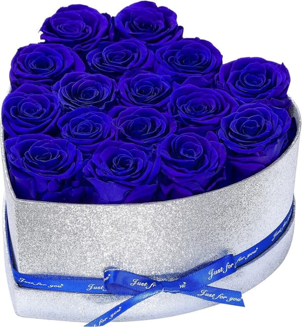 Mother's Day Preserved Blue Rose Heart Box Gift for Her
