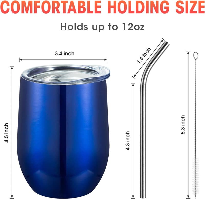 Royal Blue 12oz Stainless Steel Insulated Wine Tumbler