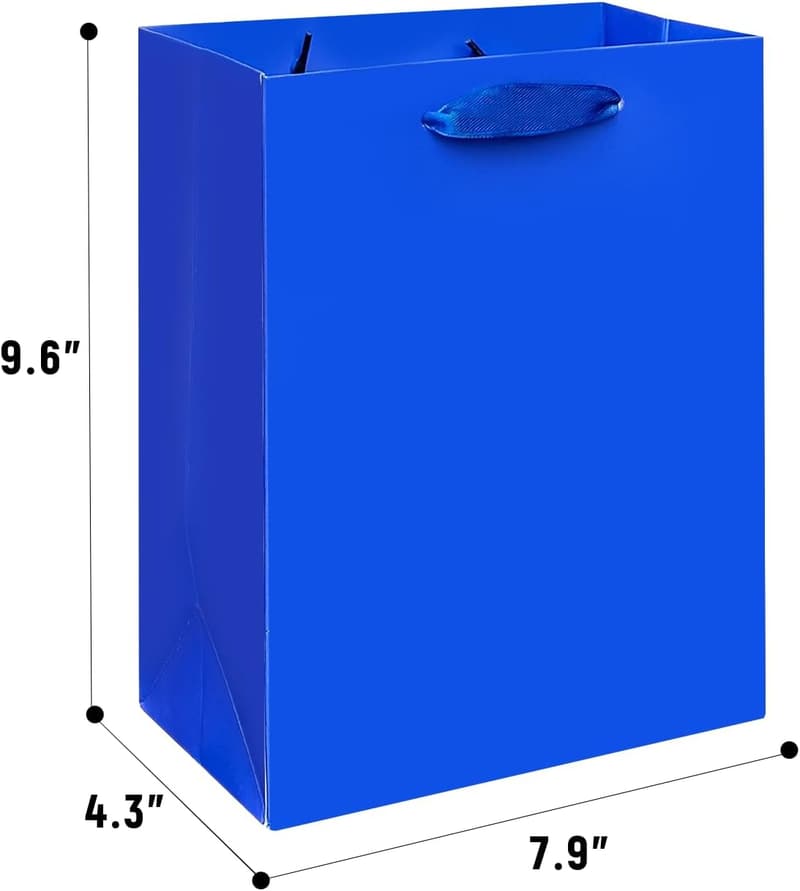 Medium Dark Blue Gift Bags with Tissue Paper - Wedding & Birthday (5 Bags + 10 Tissue)