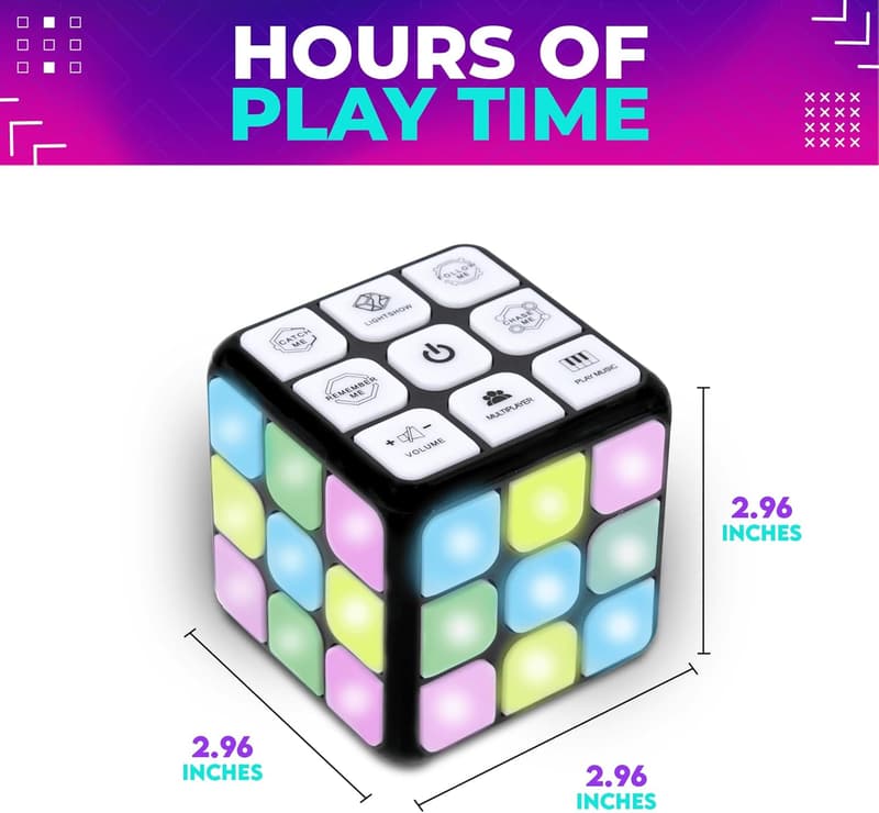 Flashing Cube Memory Game - 7-in-1 STEM Toy for Ages 8+
