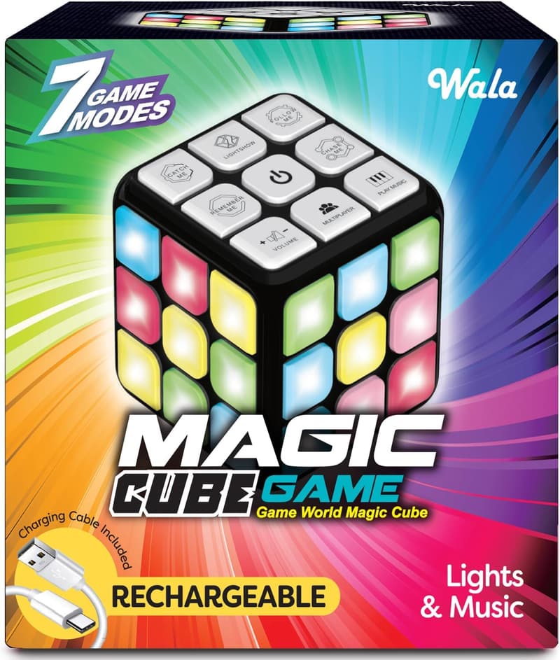 Rechargeable Kids Activity Cube - 7 Fun Games for Ages 8-13