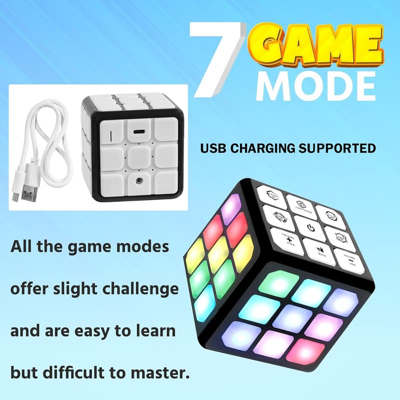 Rechargeable Kids Activity Cube - 7 Fun Games for Ages 8-13