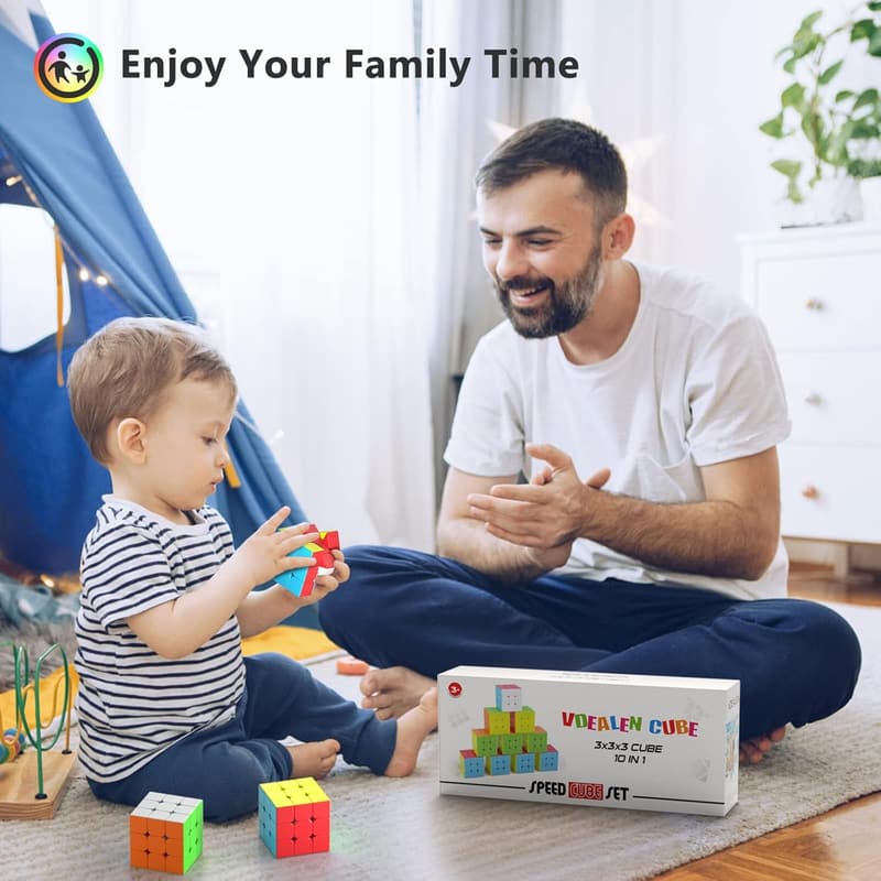 3x3 Speed Cube Set - Puzzle Party Favors for Kids & Teens (10 Pack)