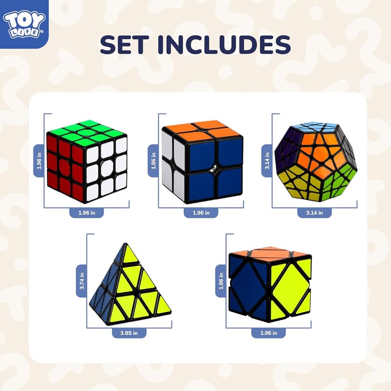 Speed Cube Set - 5 Pack Magic Cubes for Kids & Adults