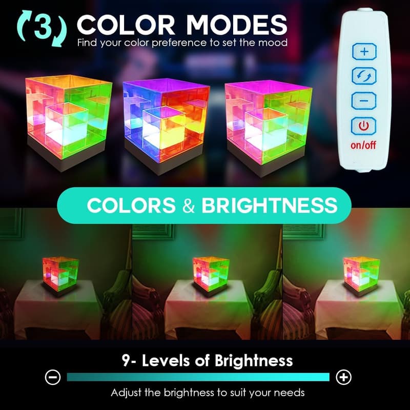 Color-Changing 3D Infinity Cube Lamp - USB Powered RGB Light