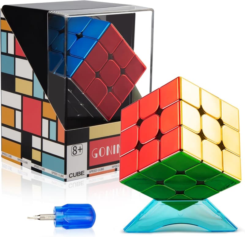 Magnetic 3x3 Speed Cube Set with Display Stand - Puzzle Toy