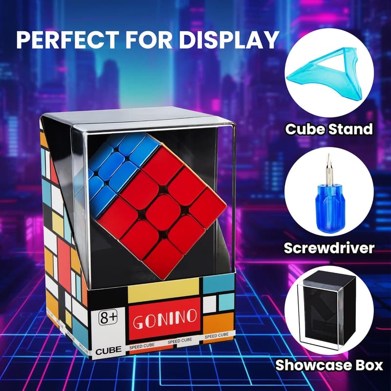 Magnetic 3x3 Speed Cube Set with Display Stand - Puzzle Toy