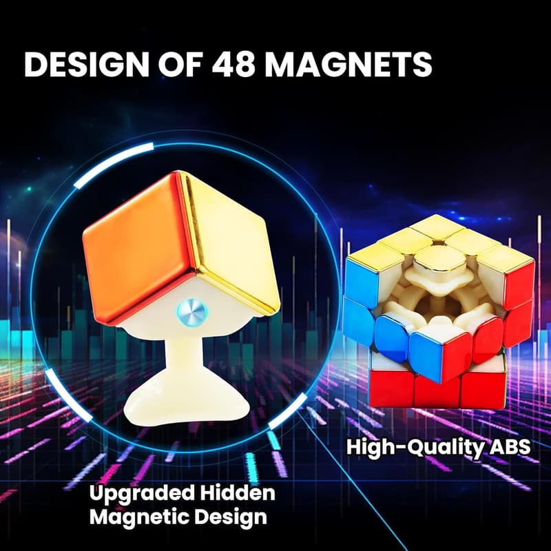 Magnetic 3x3 Speed Cube Set with Display Stand - Puzzle Toy