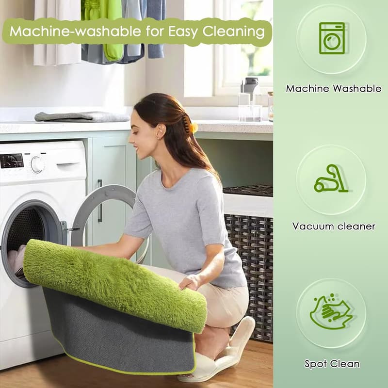 Fluffy Grass Green Shag Rug 4x6 for Kids' Room Decor
