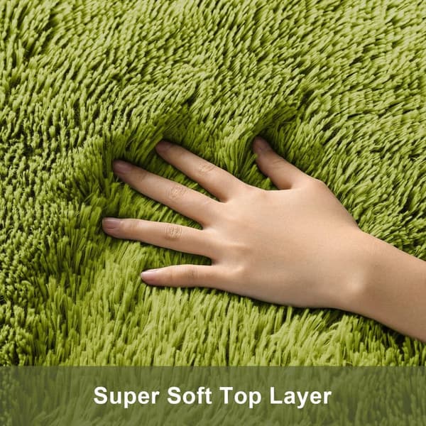 Green Shag Area Rug, Soft Plush Carpet for Kids' Room, 4x6
