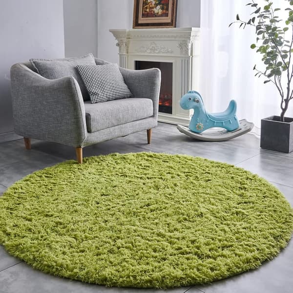 Grass Green Ultra-Soft 4x4 Round Rug for Kids' Rooms