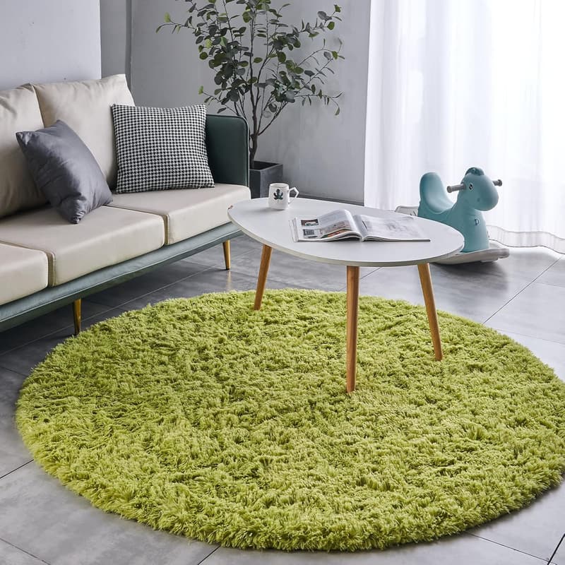 Grass Green Ultra-Soft 4x4 Round Rug for Kids' Rooms