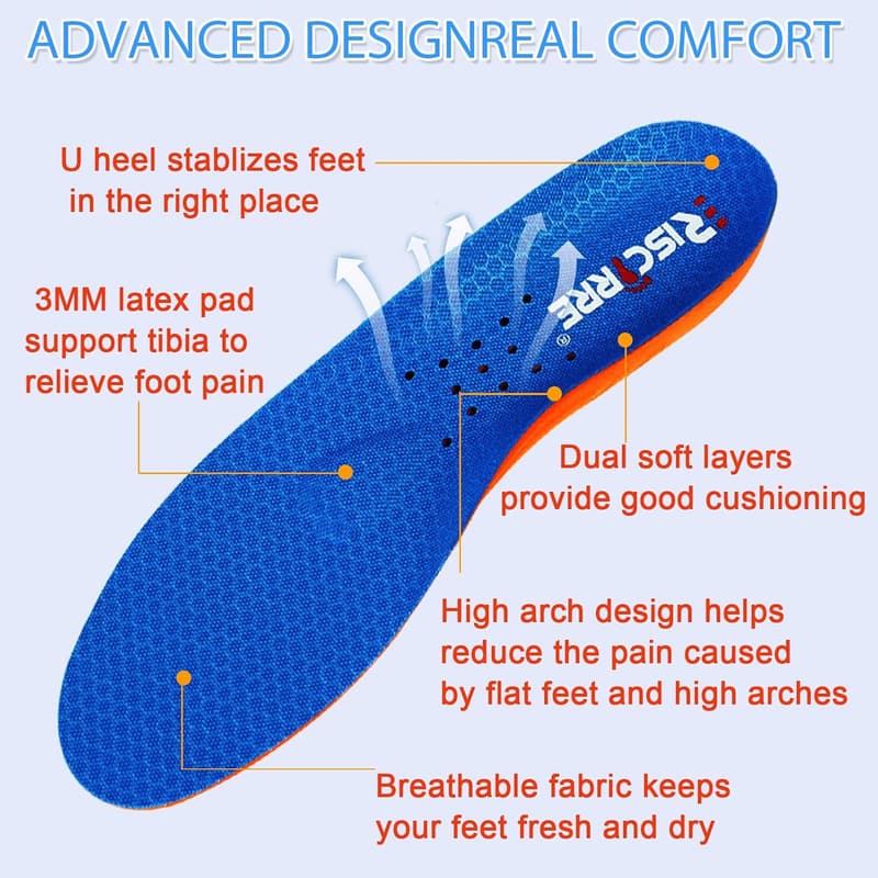 Breathable Sports Insoles for Men & Women - Shock Absorption Comfort
