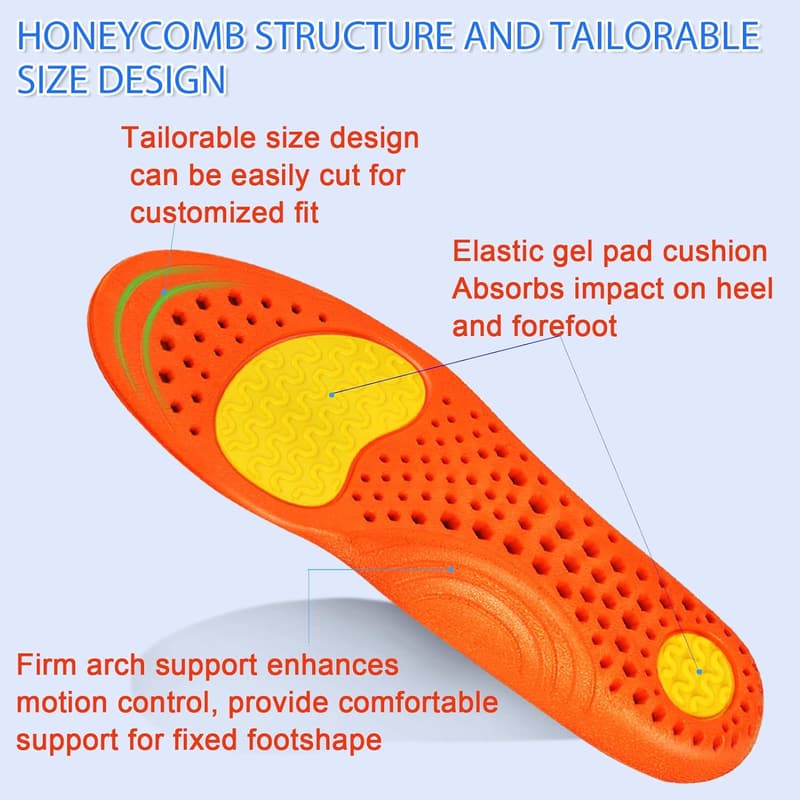 Breathable Sports Insoles for Men & Women - Shock Absorption Comfort