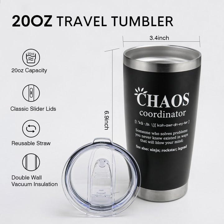 Funny Chaos Coordinator Tumbler - 20oz Thank You Gift for Men