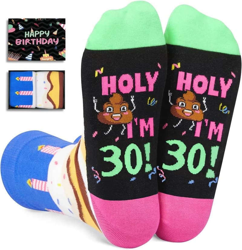 Birthday Socks for Women and Men - Fun Gift for Ages 26-30