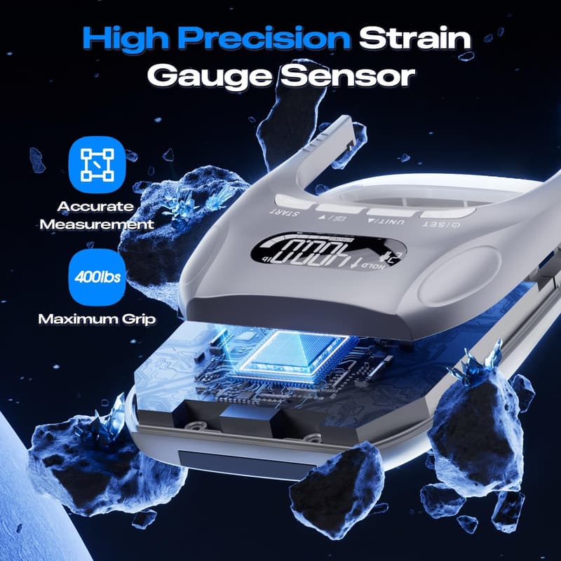 Digital Grip Strength Tester with Adjustable Hand Gripper – 400lbs Capacity for Rehab and Fitness