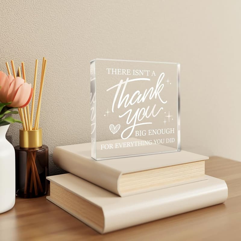 Teacher Appreciation Acrylic Desk Plaque - Thank You Gift for Colleagues