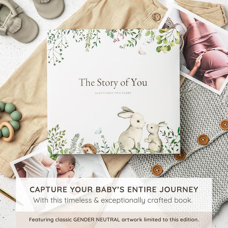 Timeless Gender-Neutral Baby Memory Book for the First 5 Years