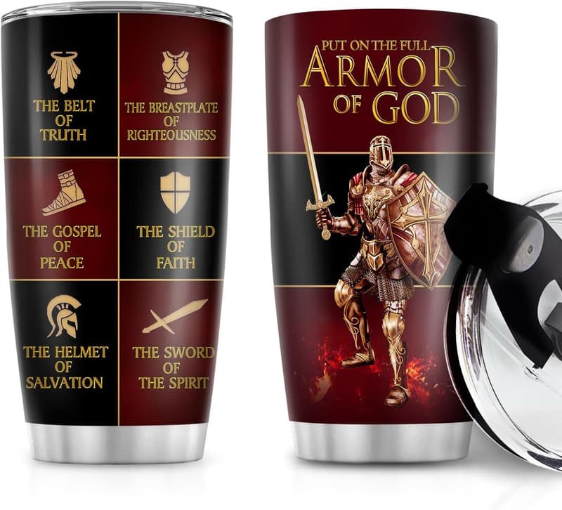 Father's Day Christian Coffee Mug - Armor of God Stainless Steel Tumbler 20oz