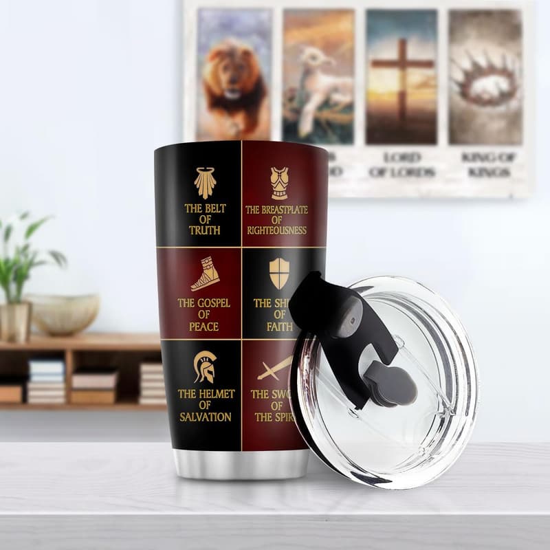 Father's Day Christian Coffee Mug - Armor of God Stainless Steel Tumbler 20oz